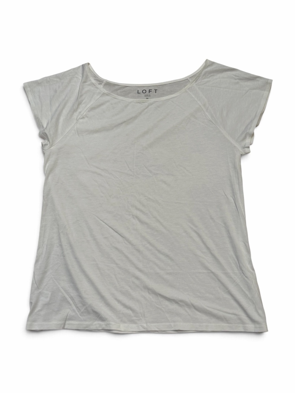 LOFT Bright White Short Sleeve Scoop Neck Tee - Lightweight Casual Top